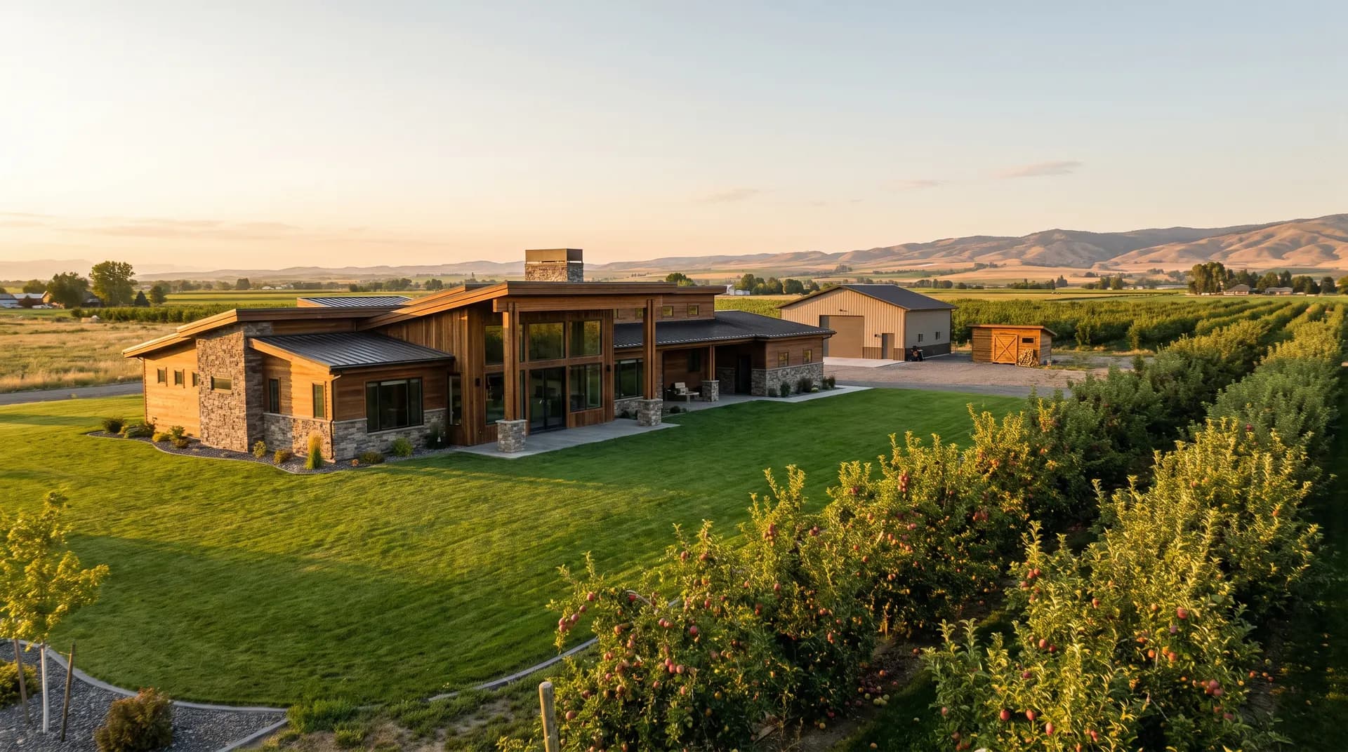 Middleton Idaho home on the edge of Canyon County farmland and orchard rows, ready for pest control treatment