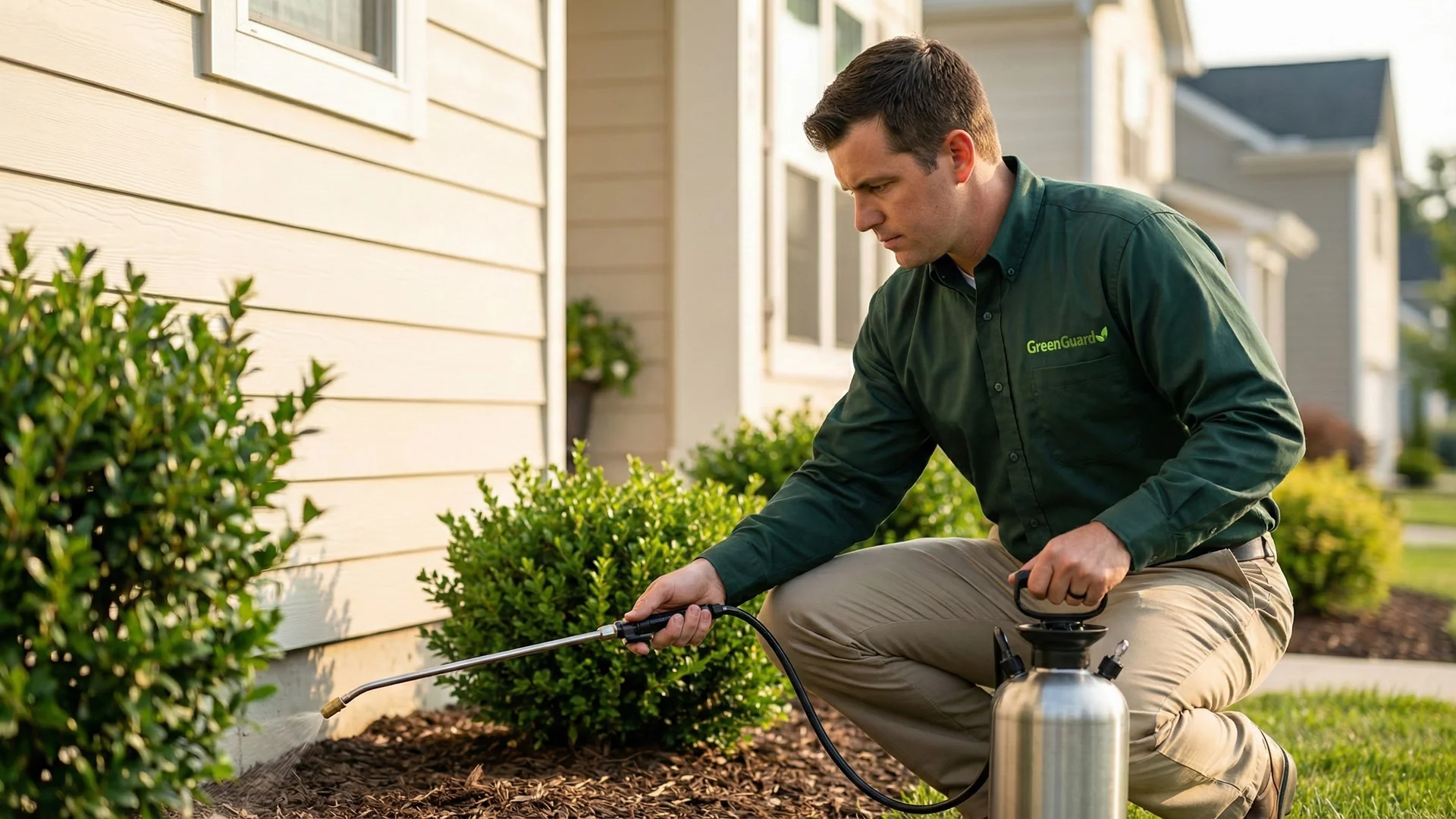 Green Guard technician treating home foundation