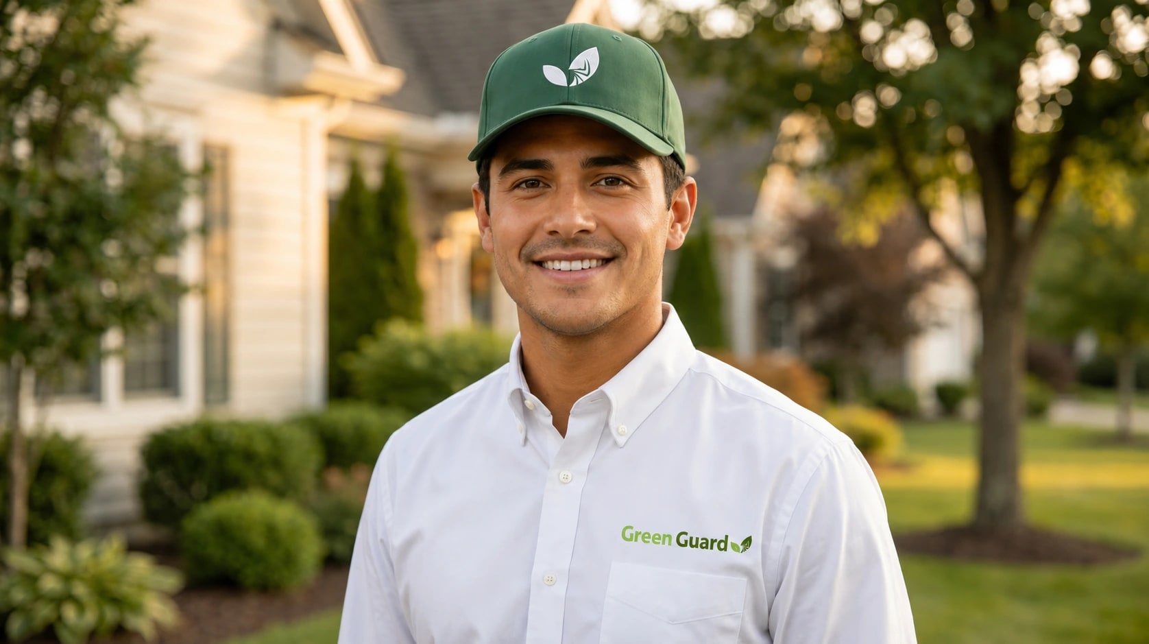 Green Guard technician in a Boise neighborhood