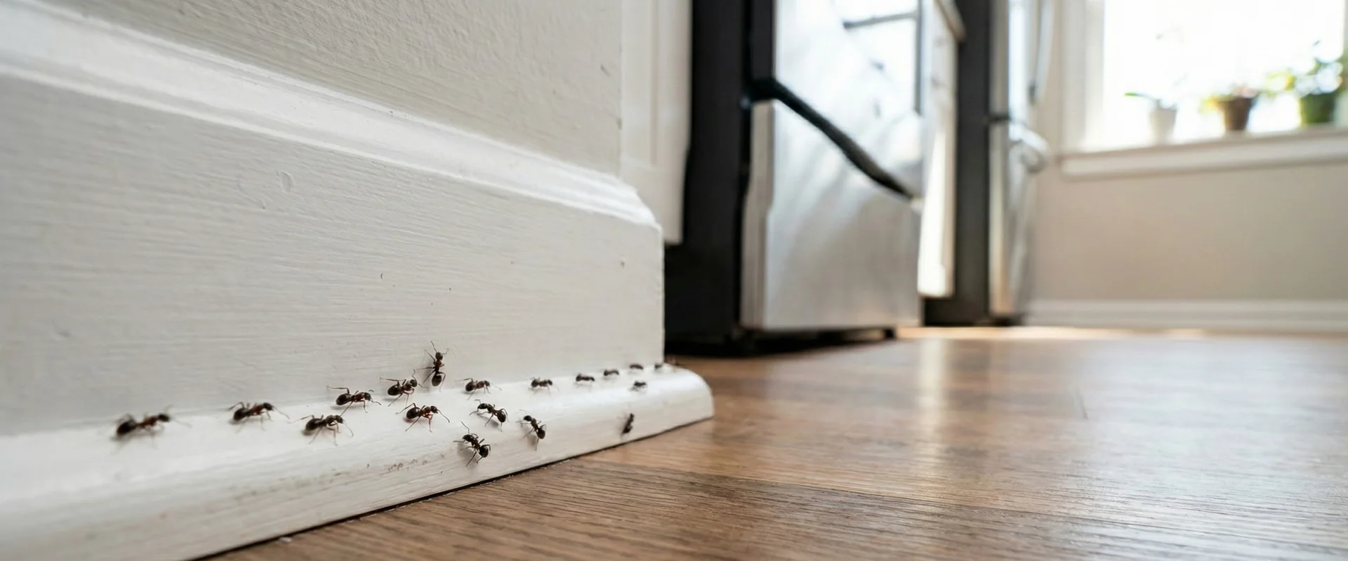 Ant trail along baseboard in home - professional ant control in Boise