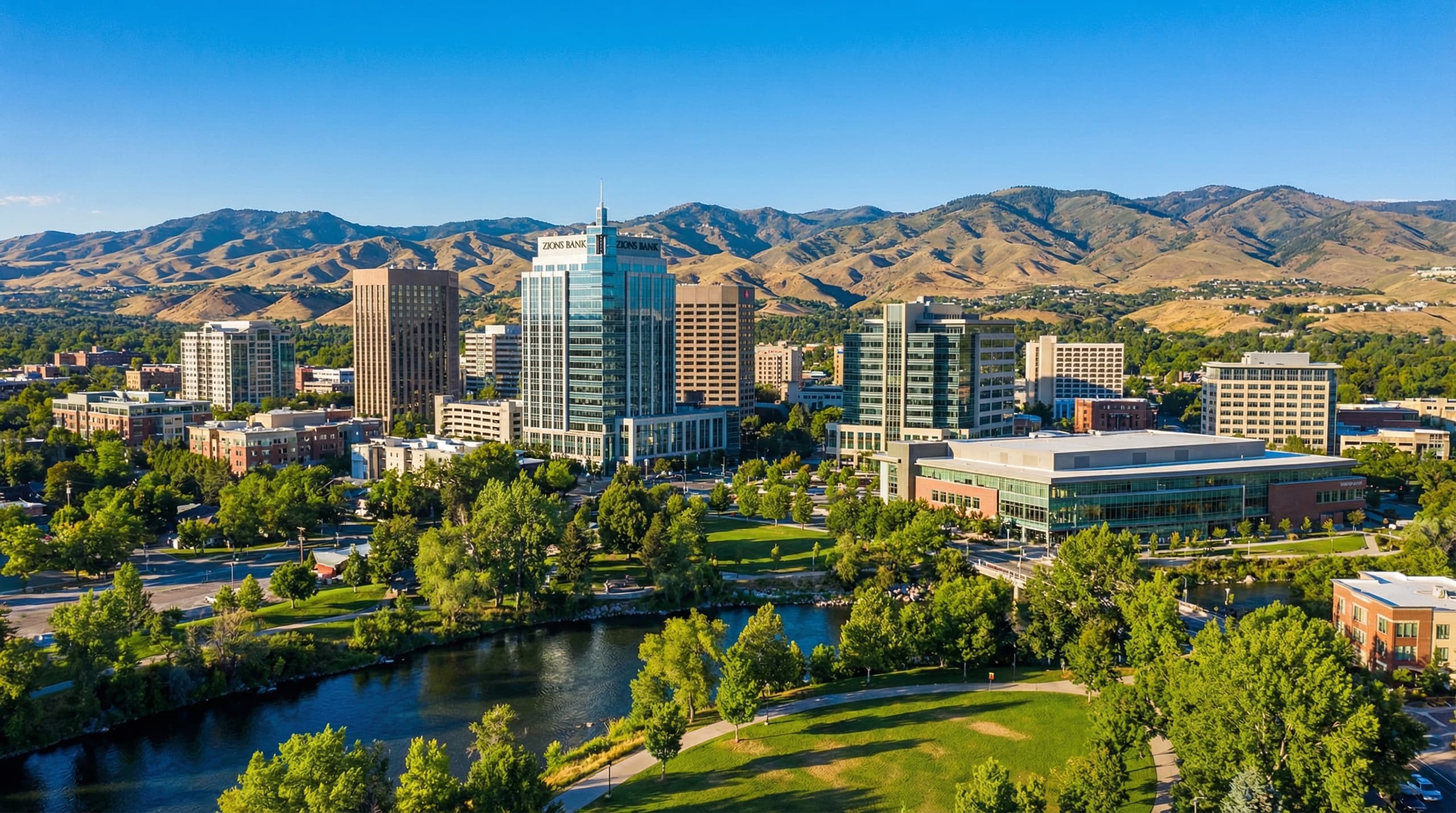 Boise Idaho skyline with foothills