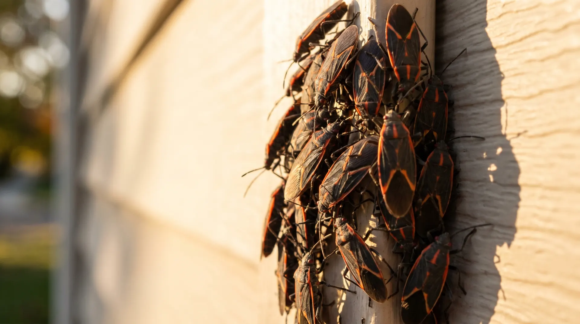 Box elder bug close-up on Boise siding during the mid-summer cluster, with the fall surge guide for Treasure Valley homes