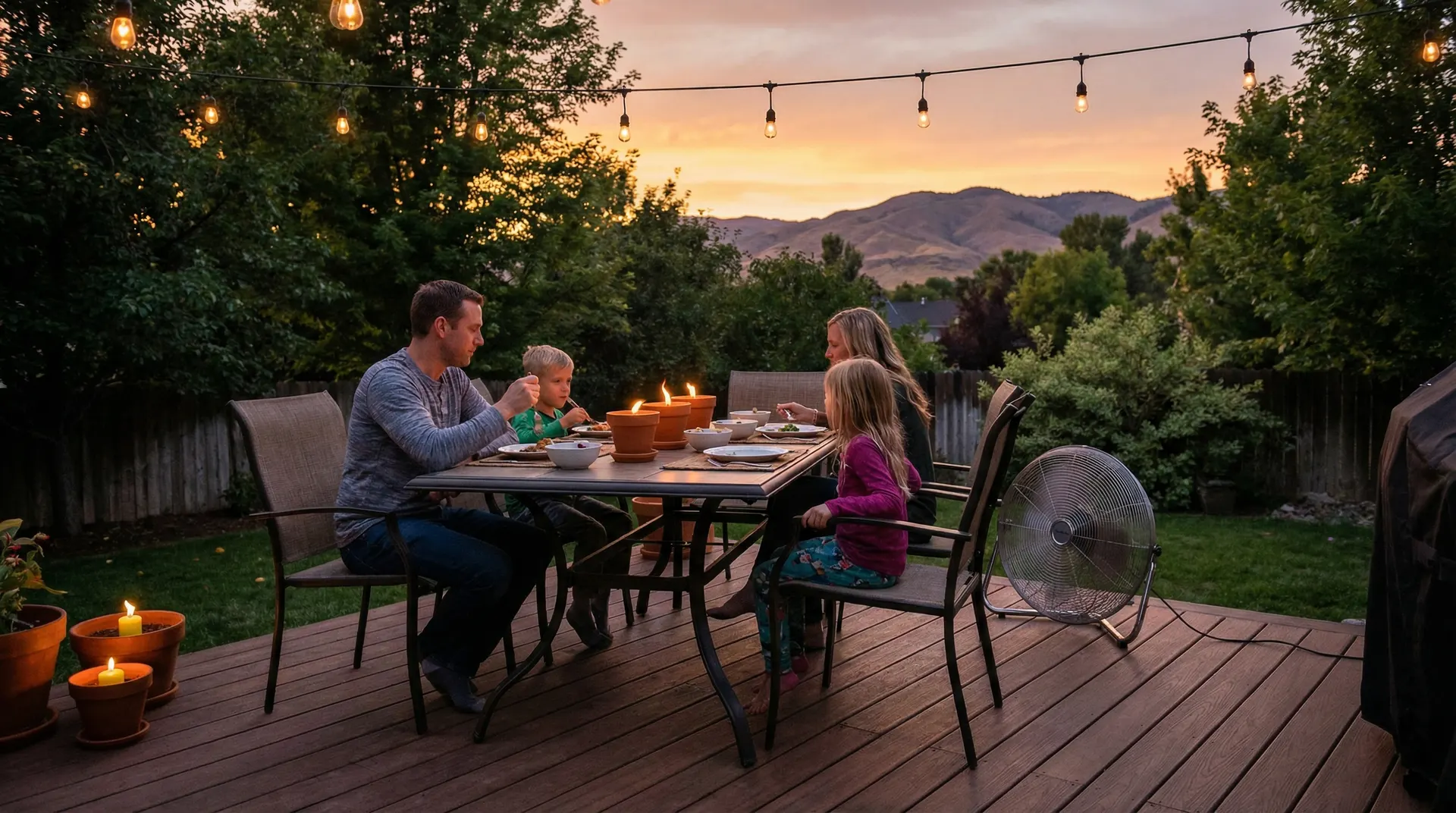 Boise backyard at sunset, 2026 peak mosquito season protection guide for the Treasure Valley