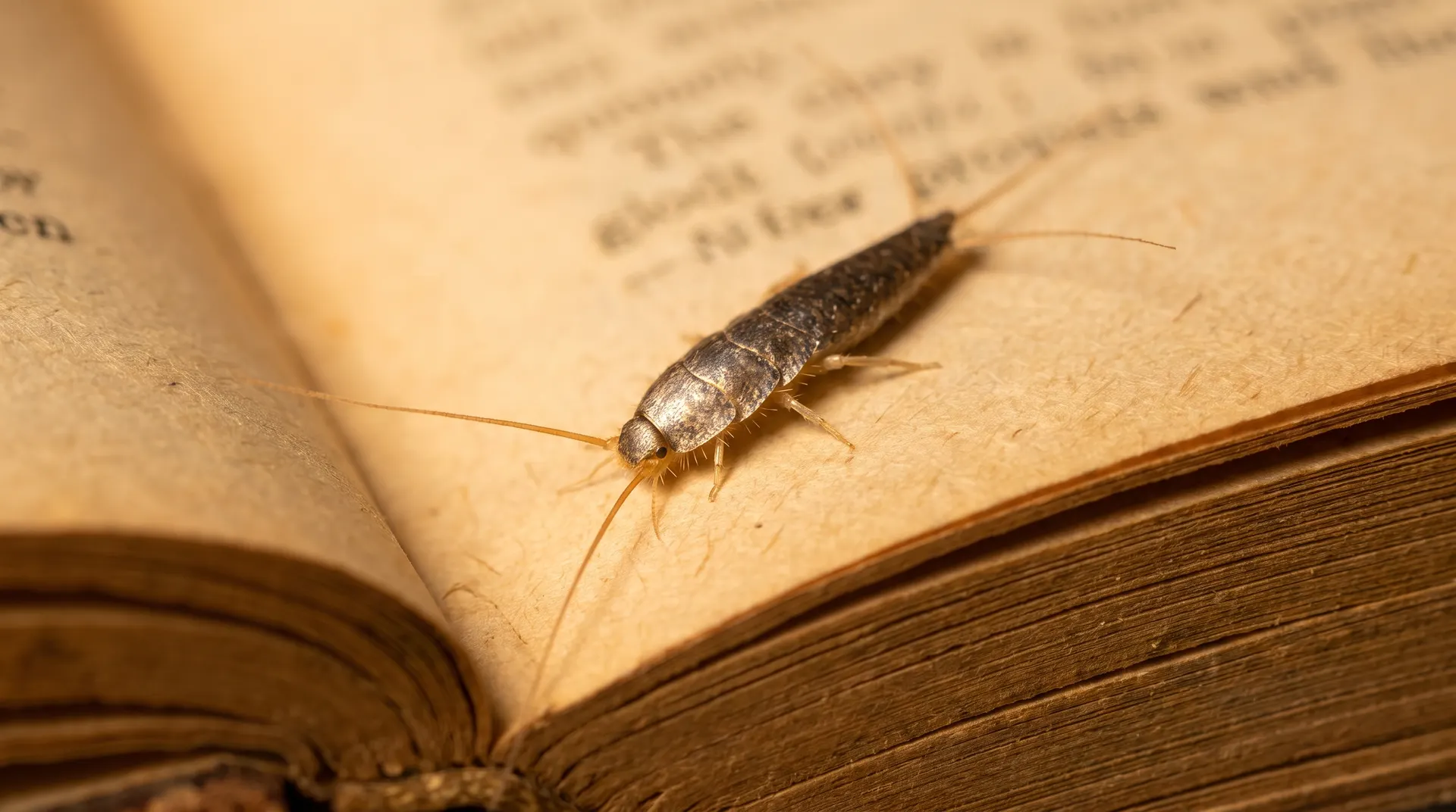 Silverfish insect crawling on paper in a Boise home bathroom