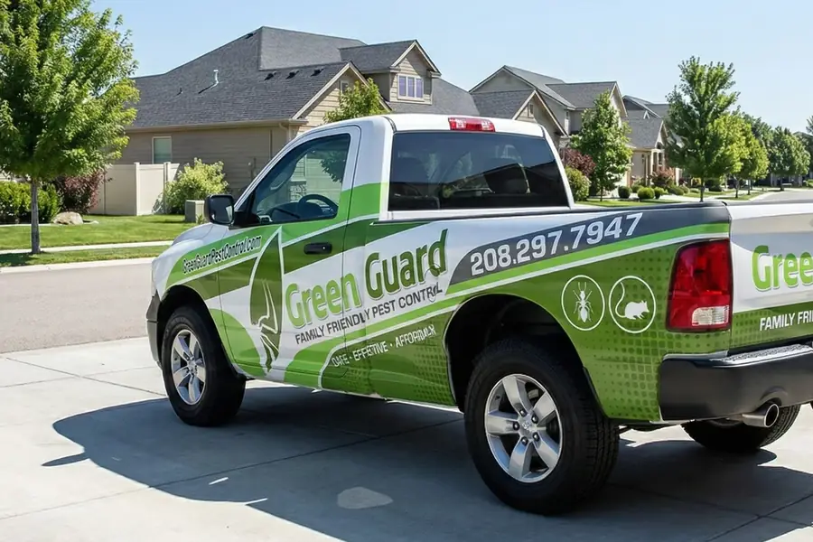 Green Guard pest control service truck