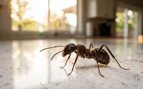 Close-up of an odorous house ant on a Boise kitchen counter, summer ant control guide